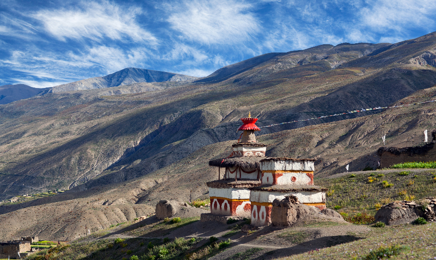 Ancient Bon stupa in Saldang village, Shey Phoksundo National Park, Nepal.