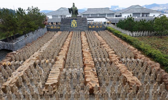 TAIHU, CHINA - China's famous Terracotta Warriors and Horses are seen  in Anhui.The Terracotta Army is a full-size replica of the pit one of the Xi'an Terracotta Warriors  Museum.